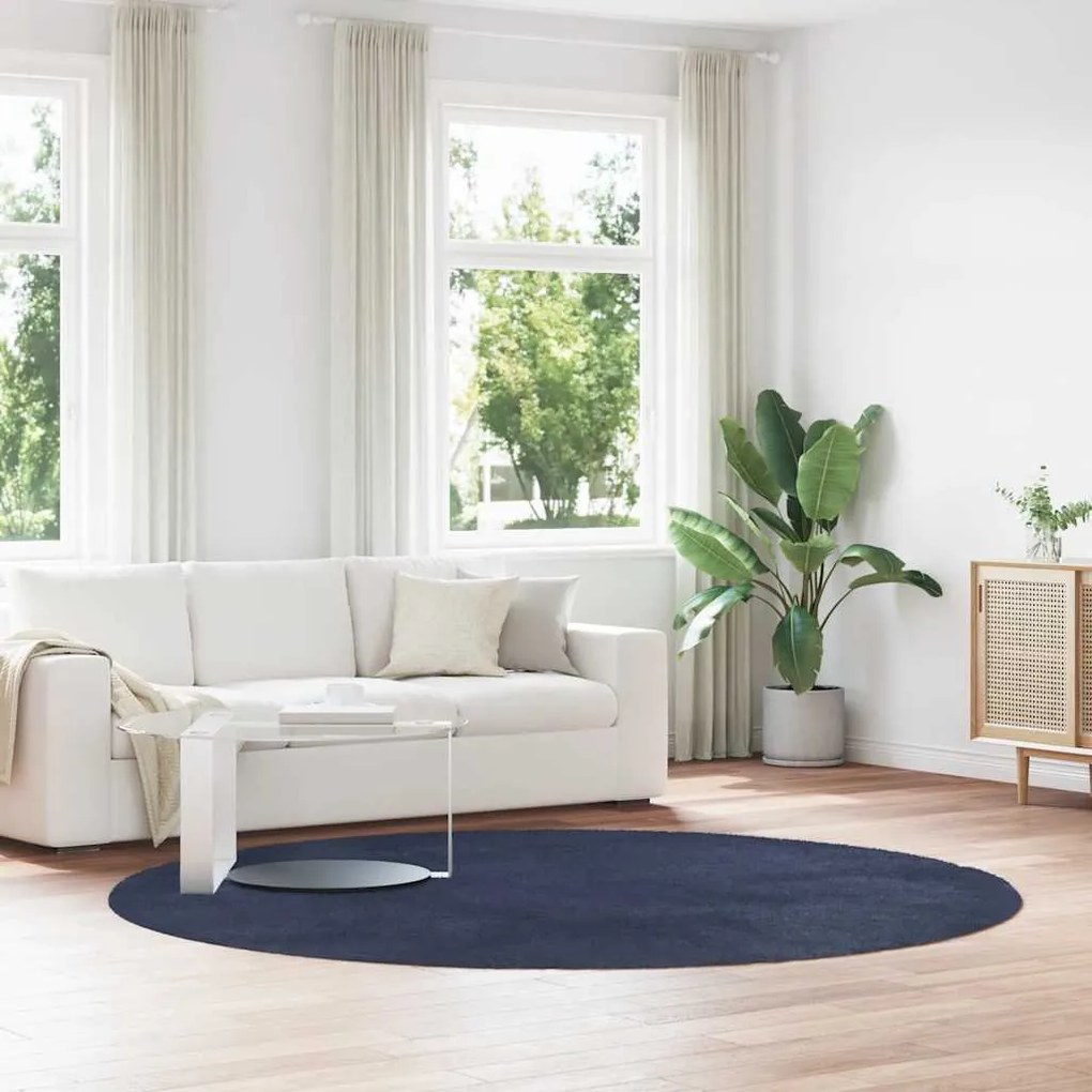 vidaXL Tapete shaggy de pelo alto NAVARRA 240x240 cm azul-marinho