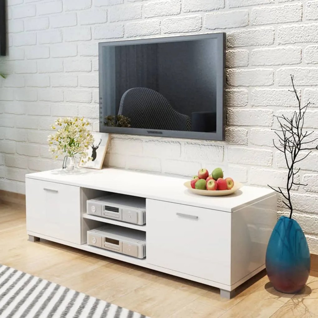 Móvel de TV Arcos Branco Brilhante - 140cm - Design Moderno