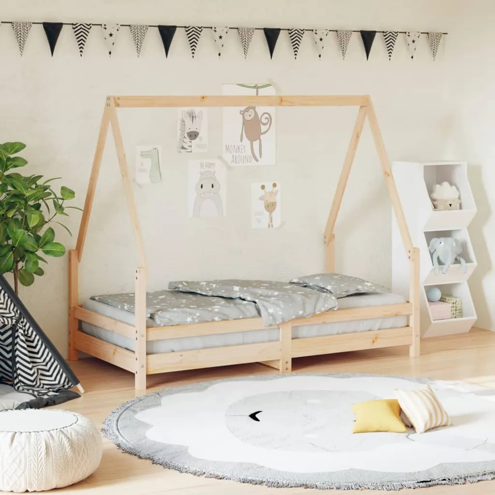 vidaXL Estrutura de cama infantil 80x160 cm pinho maciço