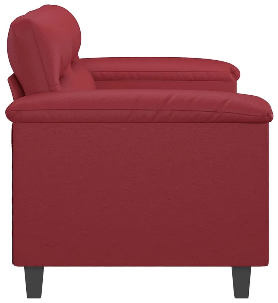 Sofá de 2 lugares 140 cm couro artificial vermelho tinto