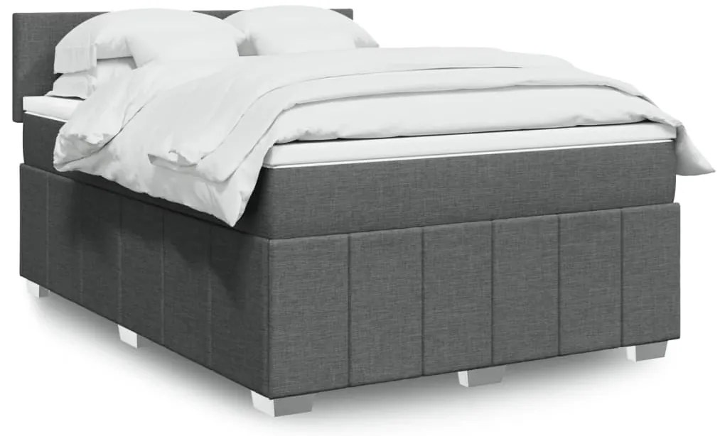 vidaXL Cama com molas/colchão 160x200 cm tecido cinzento-escuro