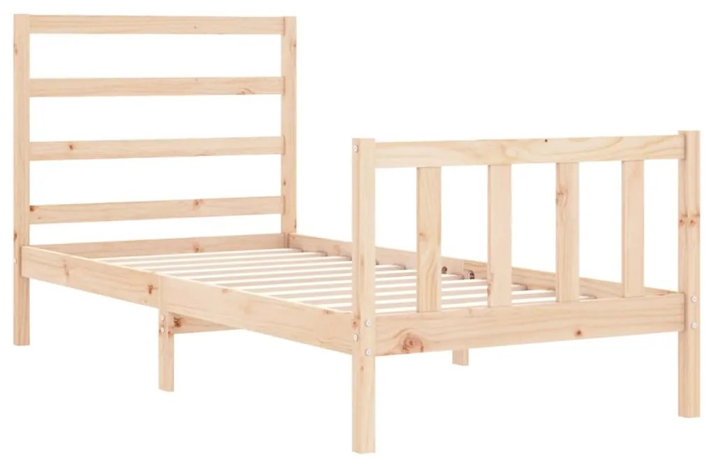 Estrutura de cama com cabeceira 90x190 cm madeira maciça