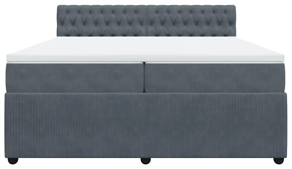 Cama com molas/colchão 200x200 cm veludo cinzento-escuro
