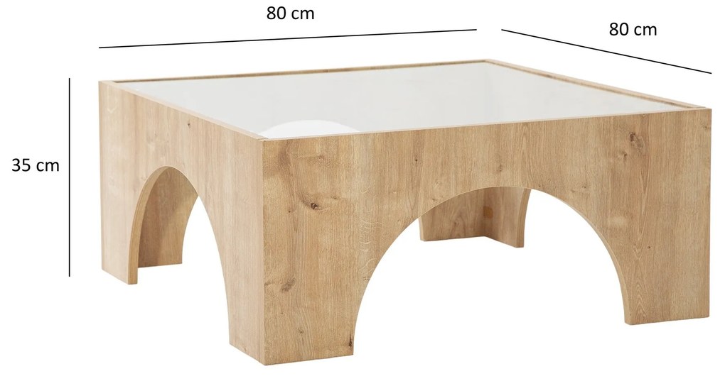 Mesa de Centro Seine – Carvalho Transparente – 80x35x80 cm