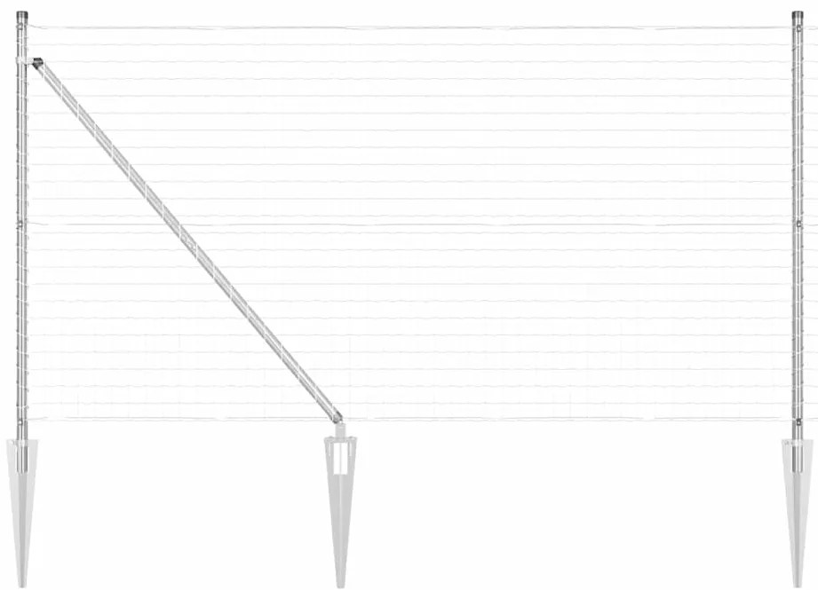 Cerca Europeia com 7 postes espigados, 1x10 m, em aço galvanizado
