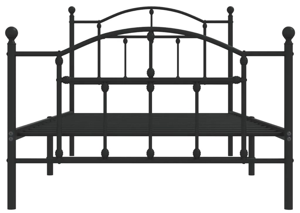 Estrutura de cama com cabeceira e pés 100x190 cm metal preto