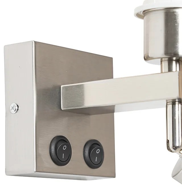 Candeeiro de parede moderno em aço com luz de leitura - Brescia