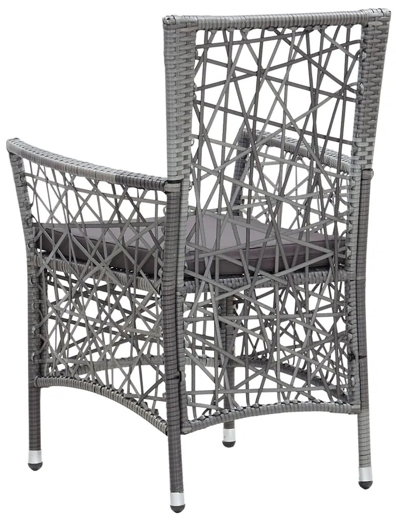 9 pcs conjunto de jantar para exterior vime PE cinzento