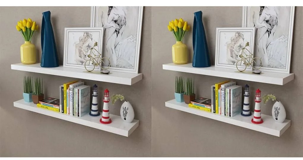 Prateleiras de parede 4 pcs branco 100 cm