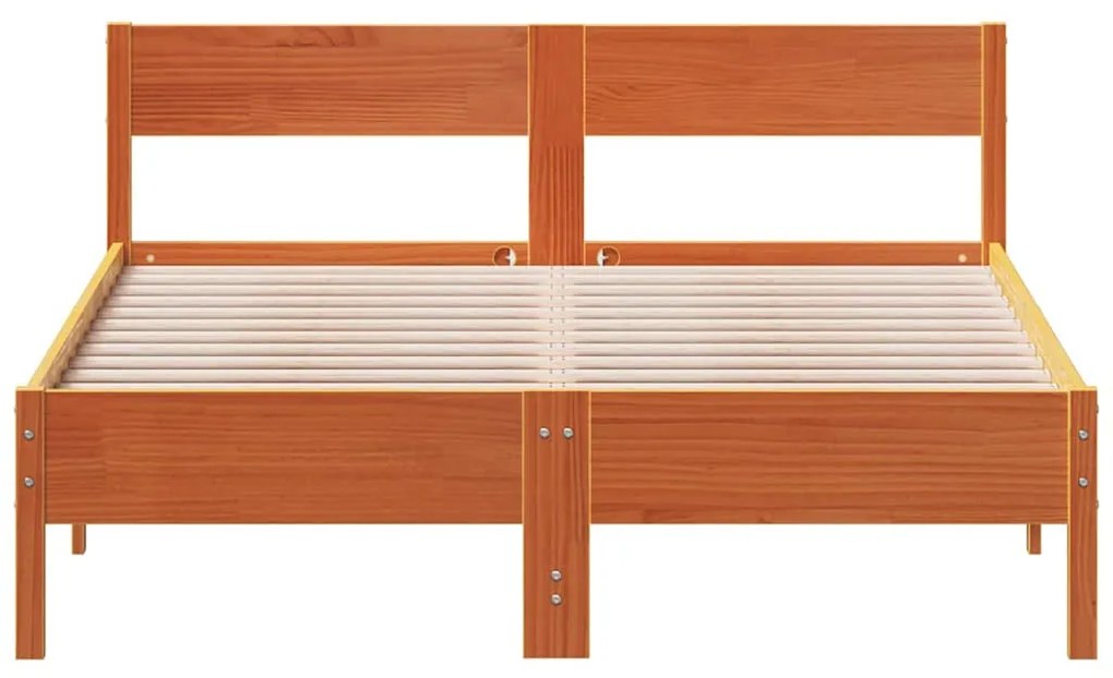 Cama sem colchão 160x200 cm madeira pinho maciço castanho-mel