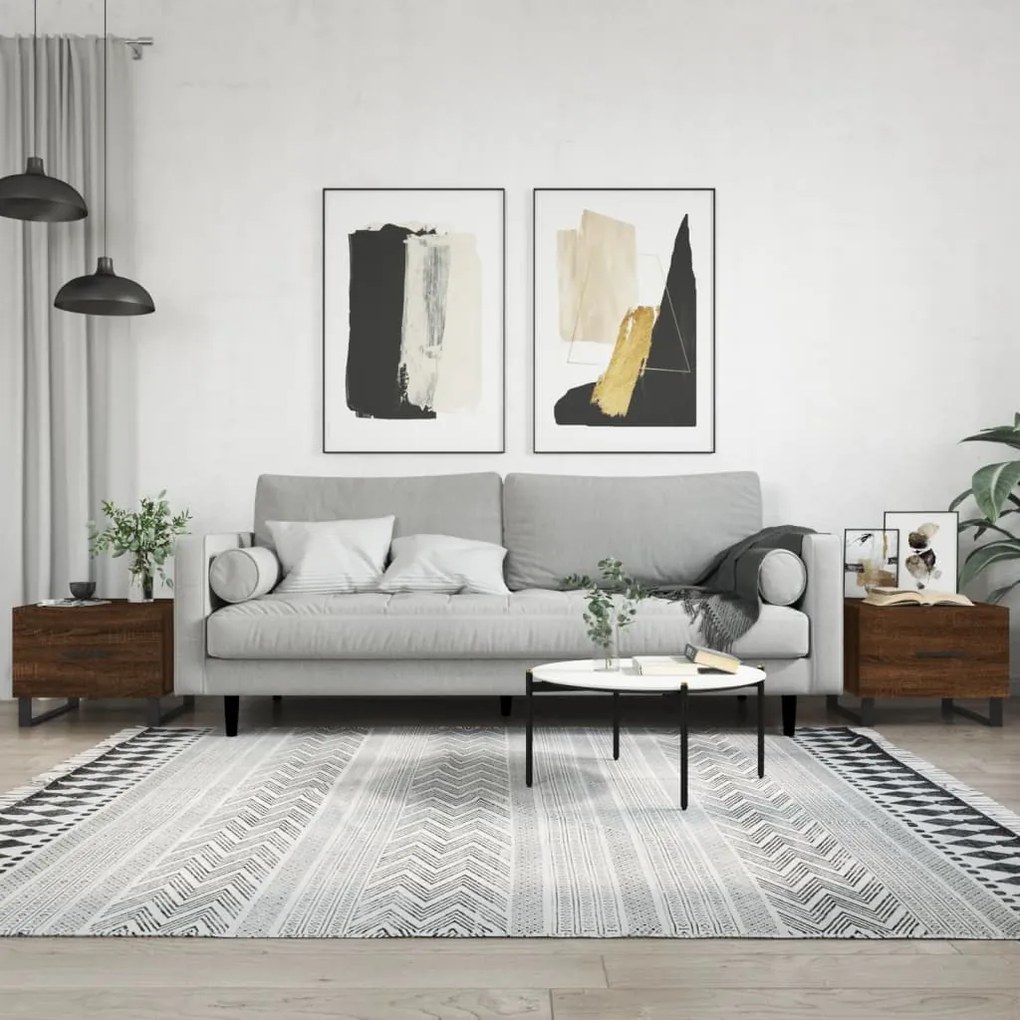 829459 vidaXL Mesa centro 2 pcs 50x50x40 cm madeira proc. carvalho castanho