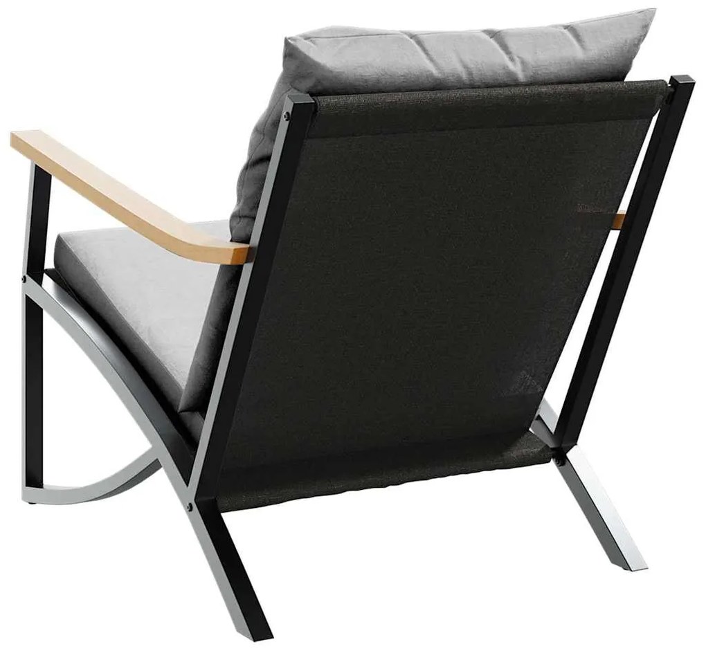 4 pcs conjunto mobiliário de varanda com almofadões aço preto
