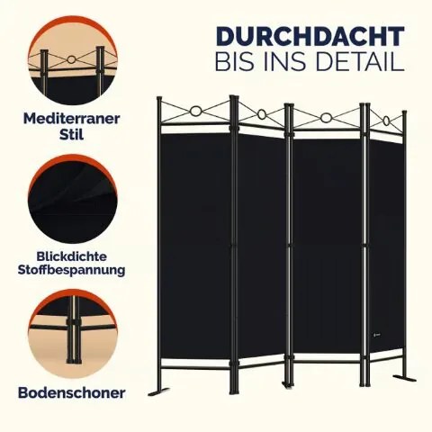 Conjunto de 2 Biombos Lucca,  4 painéis 180x163cm pretos