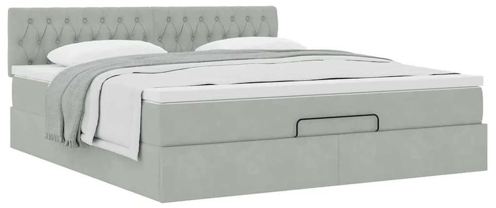 Estrutura de cama otomana com colchão 160x200 cm cinzento claro