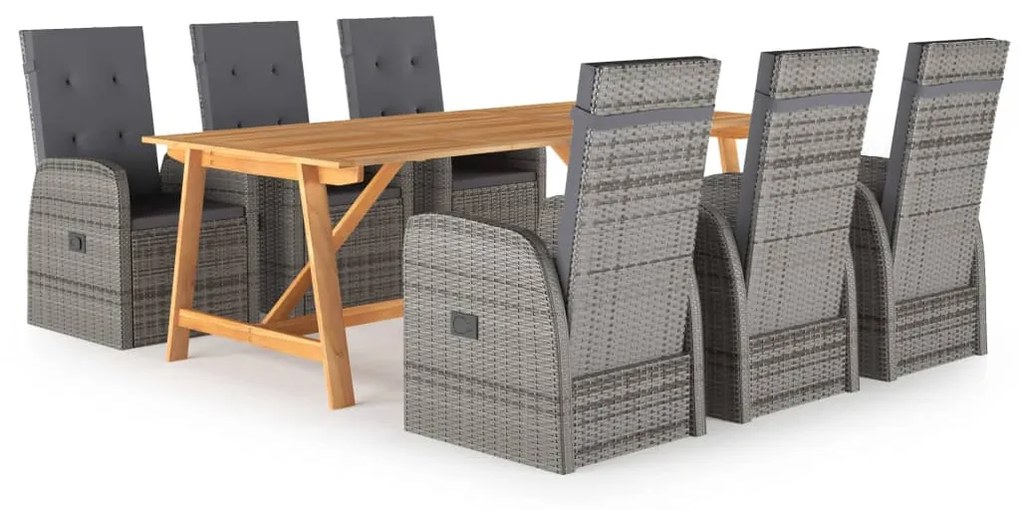 vidaXL 7 pcs conjunto de jantar de jardim cinzento