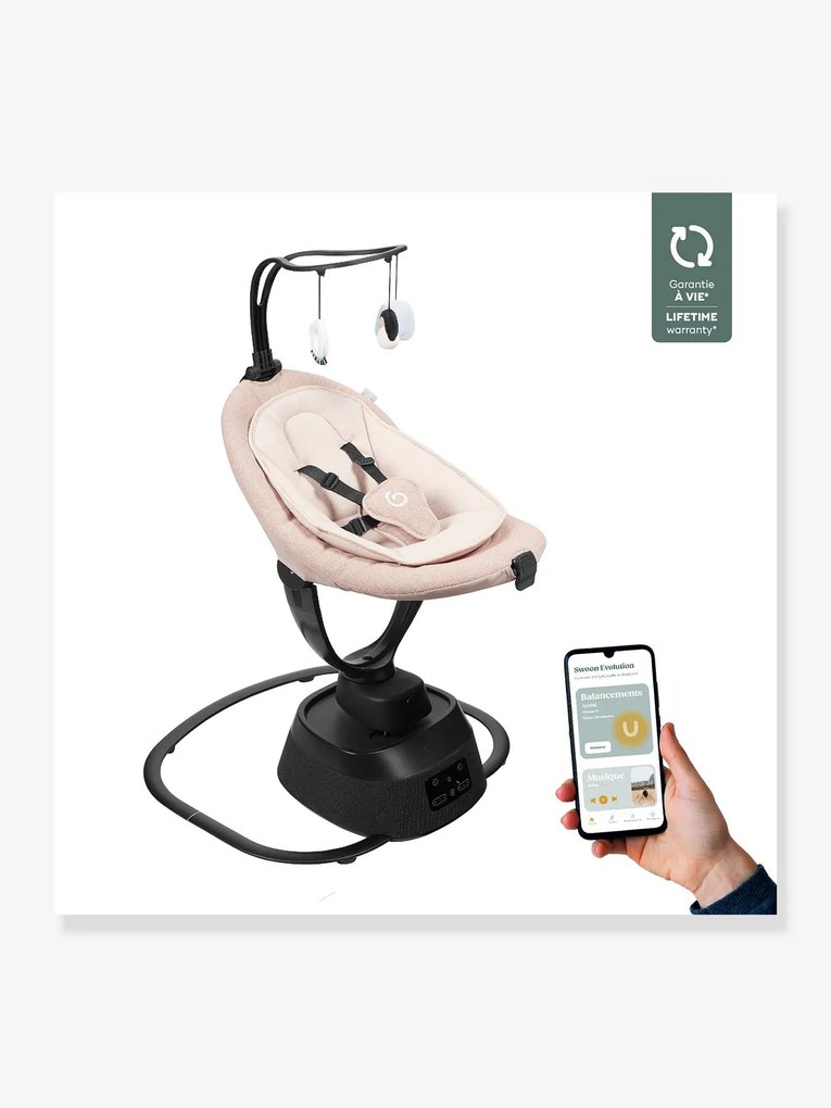 Espreguiçadeira-baloiço elétrica conectada, da BABYMOOV Swoon Evolution Connect bege