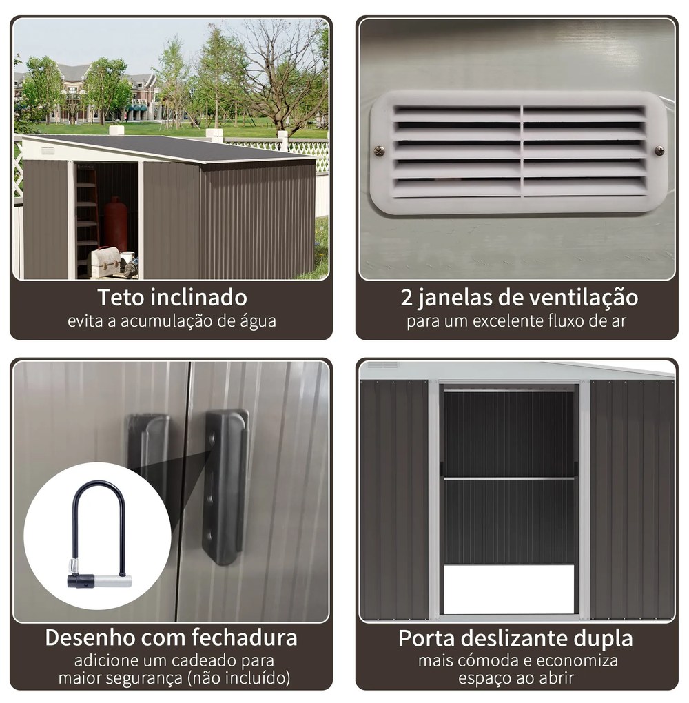 Casetta del Giardiniere – Abrigo de Jardim em Aço Galvanizado Cinza 8,