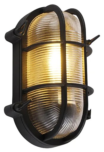 Luminária de parede e teto industrial oval preta IP44 - Noutica