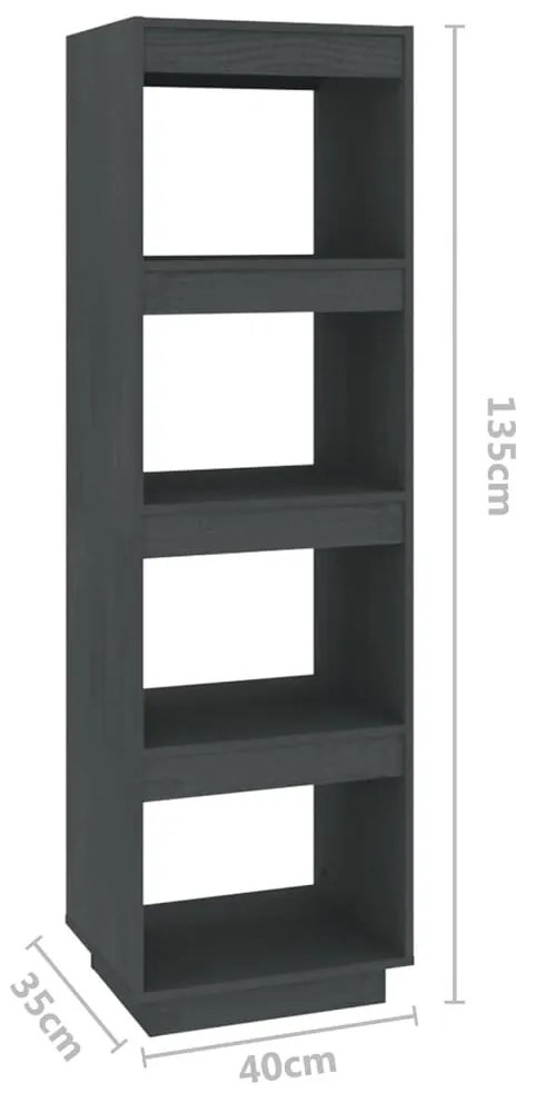 Estante/divisória 40x35x135 cm pinho maciço cinzento