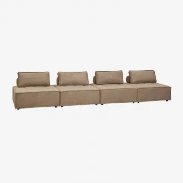Sofá Modular De 4 Peças Em Tecido Vermont Tecido Castanho Areia - Sklum
