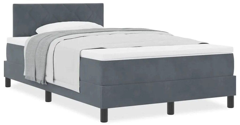 Camas Box Spring com Colchão vidaXL Cinza Escuro Pequeno Duplo Veludo