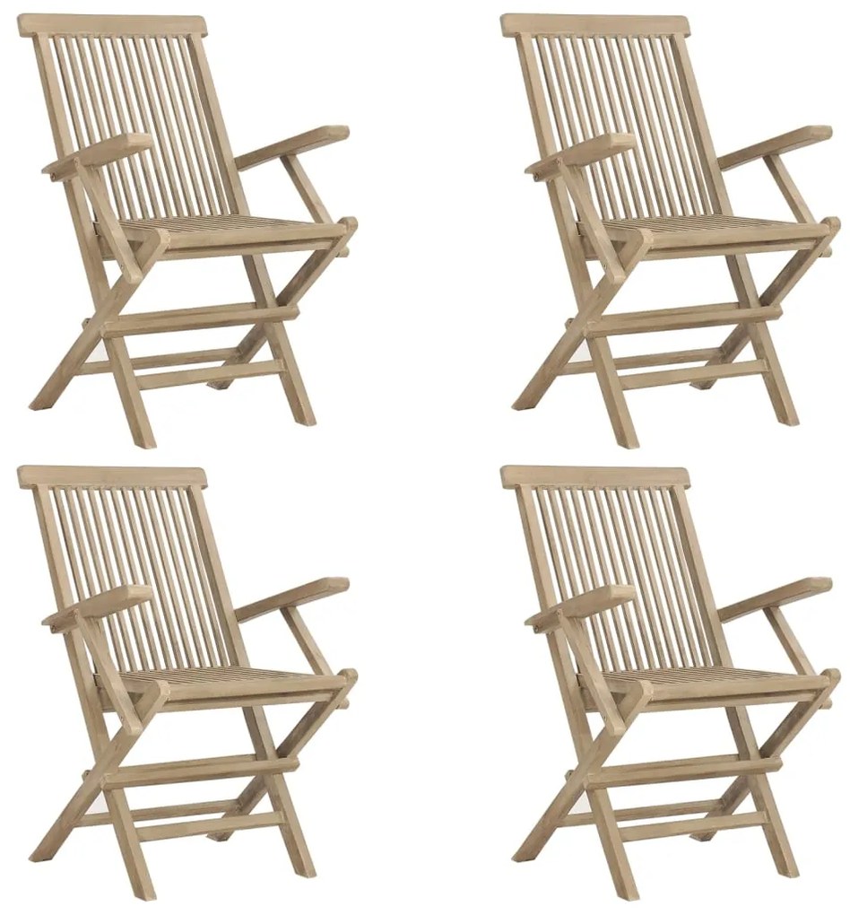 5 pcs conjunto de jantar p/ jardim madeira de teca maciça cinza