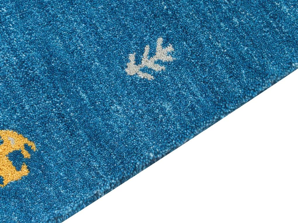 Tapete Gabbeh em lã azul escura 160 x 230 cm CALTI Beliani