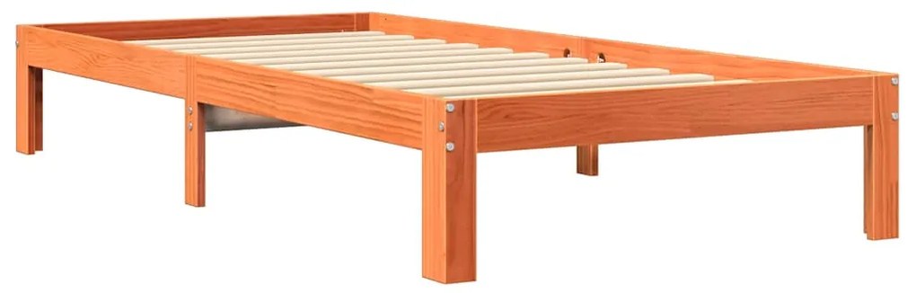 Cama com estante sem colchão 75x190cm pinho maciço castanho-mel