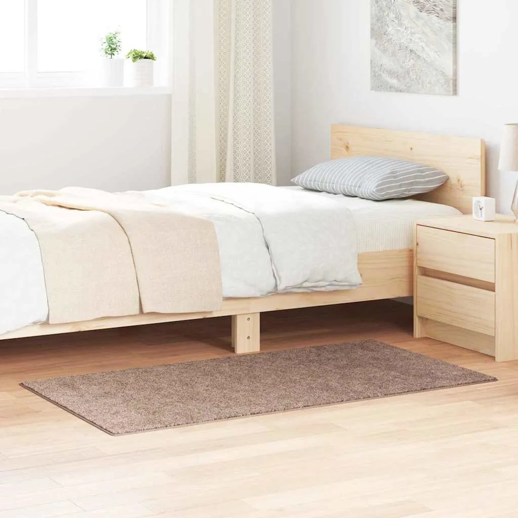 Tapete Shaggy com Base de Látex Marrom 80x150 cm
