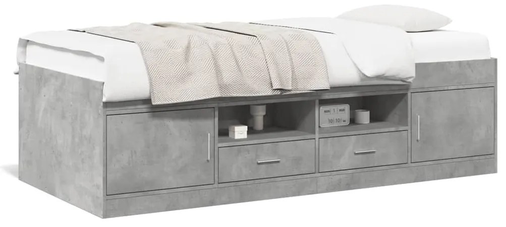 vidaXL Sofá-cama com gavetas sem colchão 75x190 cm cinzento cimento