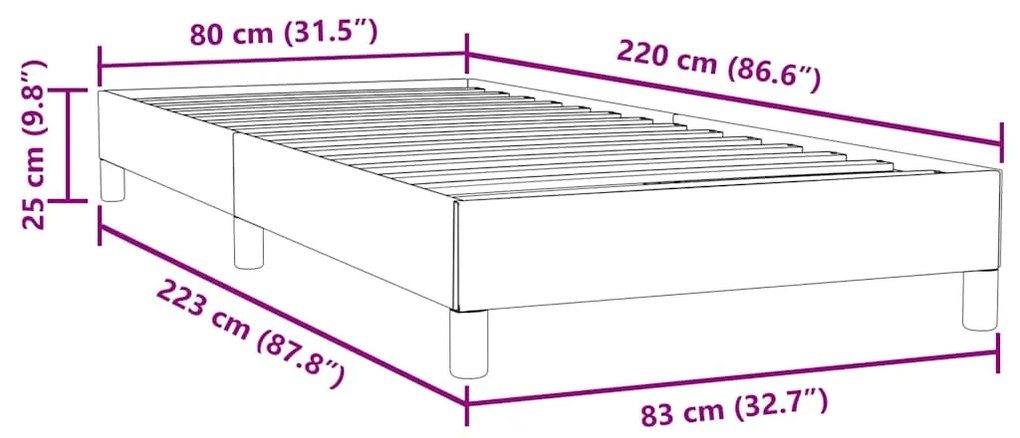 Cama com molas sem colchão 80x220 cm veludo preto