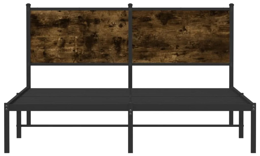 Estrutura de cama sem colchão 140x200 cm metal carvalho fumado