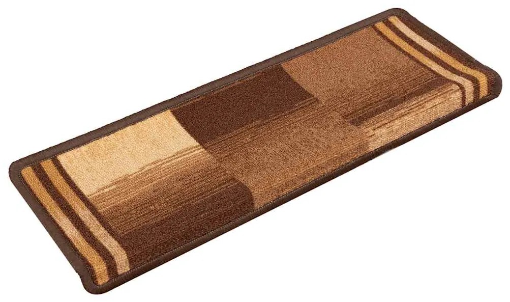 Tapetes de escada autoadesivos 15 pcs 65x21x4 cm castanho