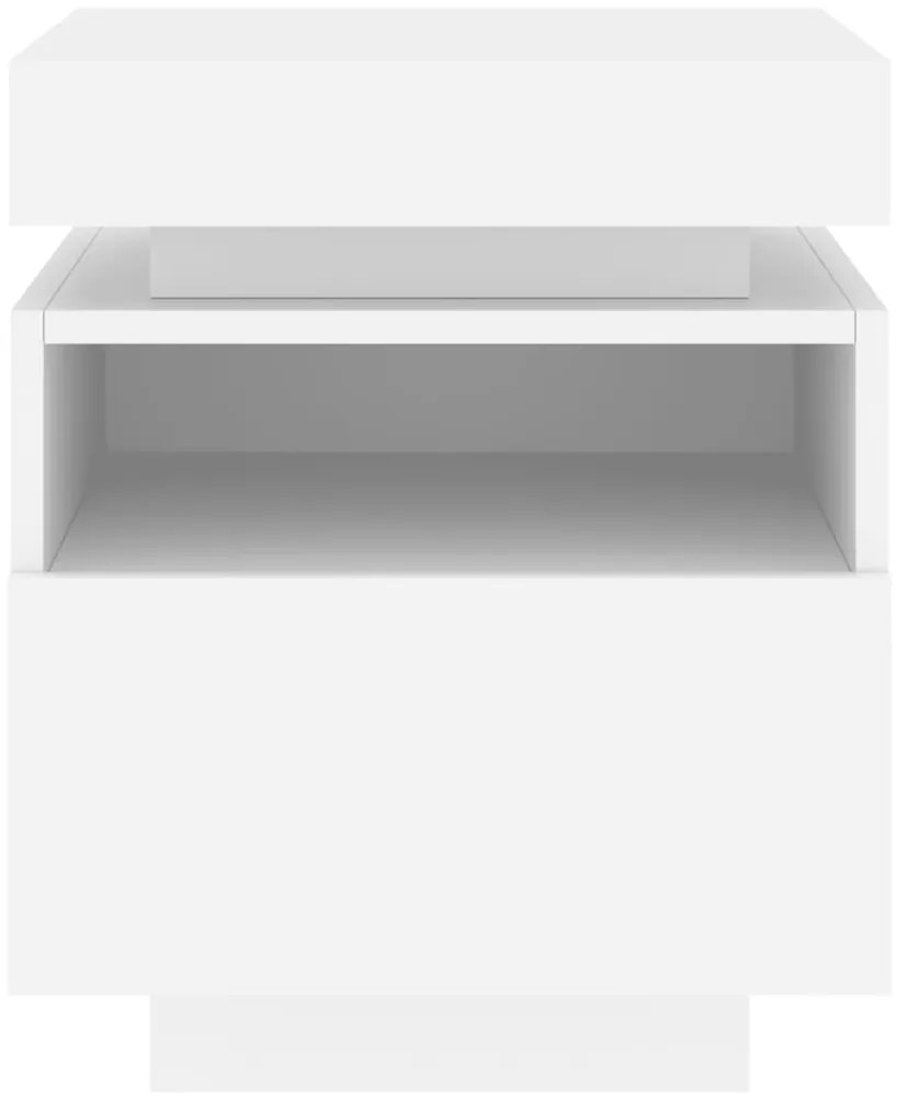 Mesas de cabeceira c/ luzes LED 2 pcs 40x39x48,5 cm branco