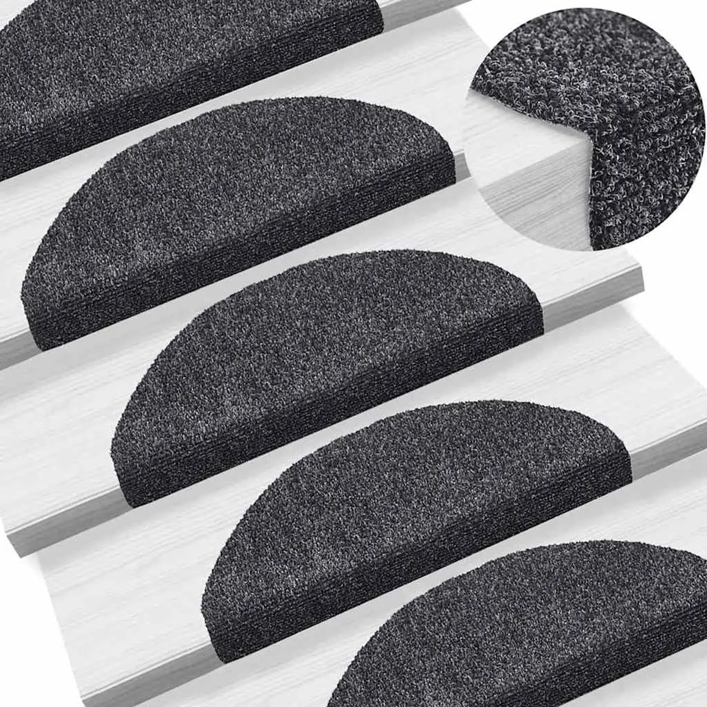 Tapetes de escada autoadesivos 30 pcs 65x21x4cm cinzento-escuro