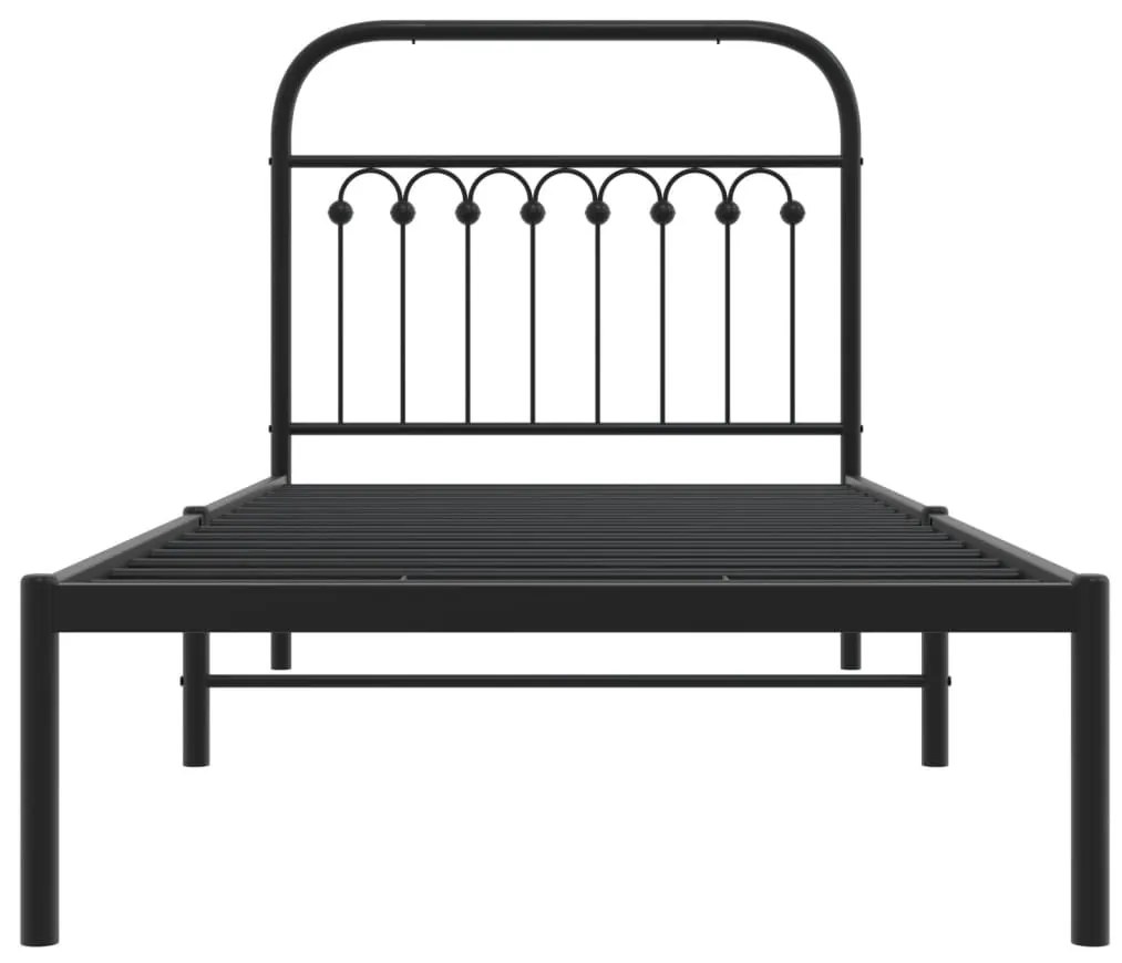 Estrutura de cama com cabeceira 90x190 cm metal preto