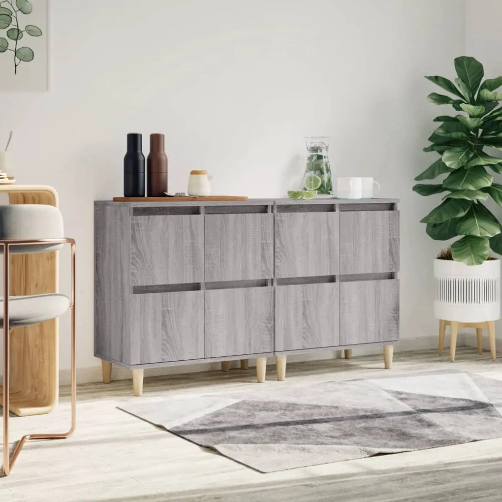vidaXL Aparadores 2 pcs 60x35x70 cm derivados madeira cinza sonoma