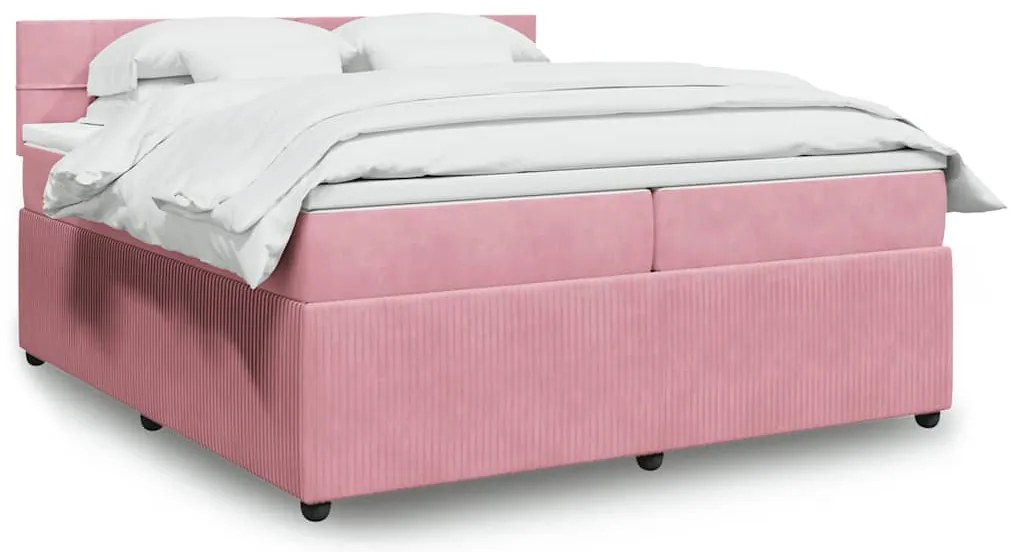 vidaXL Cama com molas/colchão 200x200 cm veludo rosa