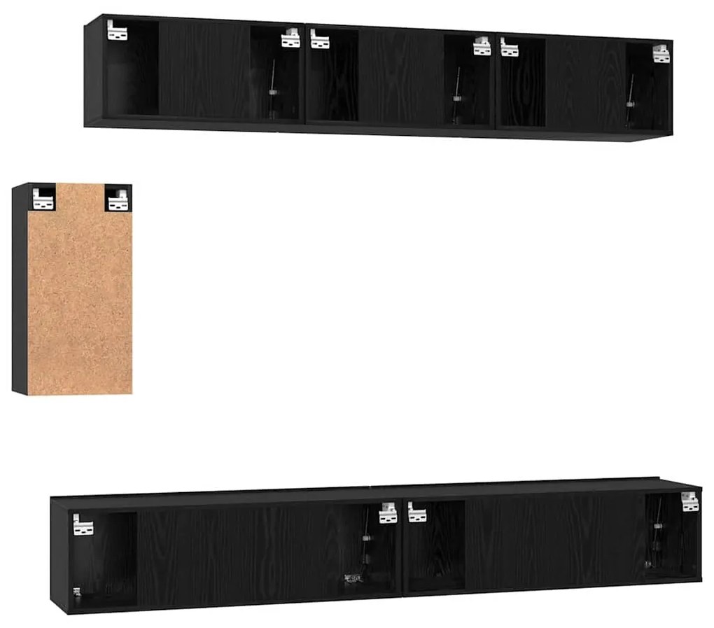Conjunto de móvel de TV 6 pcs Carvalho Preto 100 x 30 x 30 cm