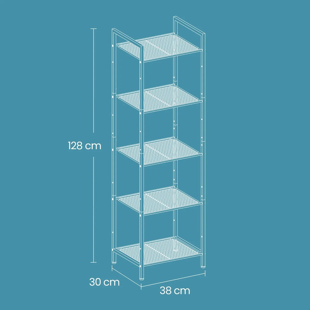 Estante de metal com 5 prateleiras 38 x 30 x 128 cm (C x L x A) preto