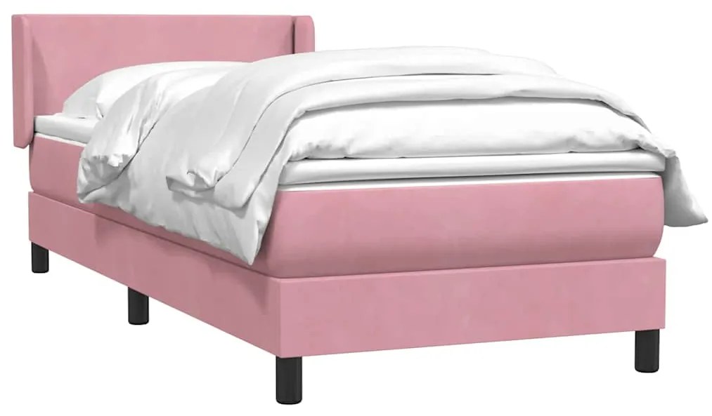 Cama com molas/colchão 100x210 cm veludo rosa