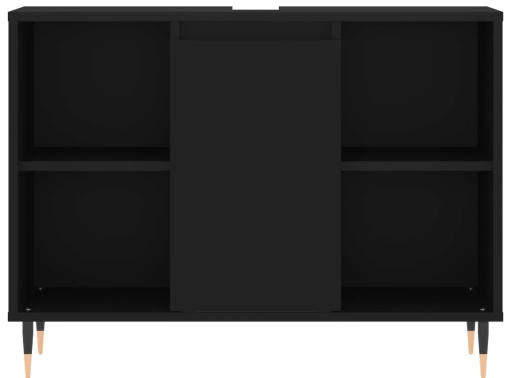 3 pcs conjunto móveis casa de banho derivados de madeira preto