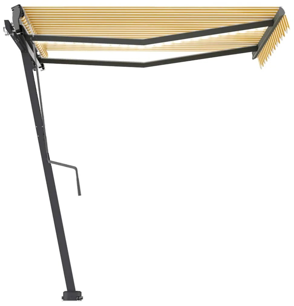 Toldo retrátil manual com LED 300x250 cm amarelo e branco