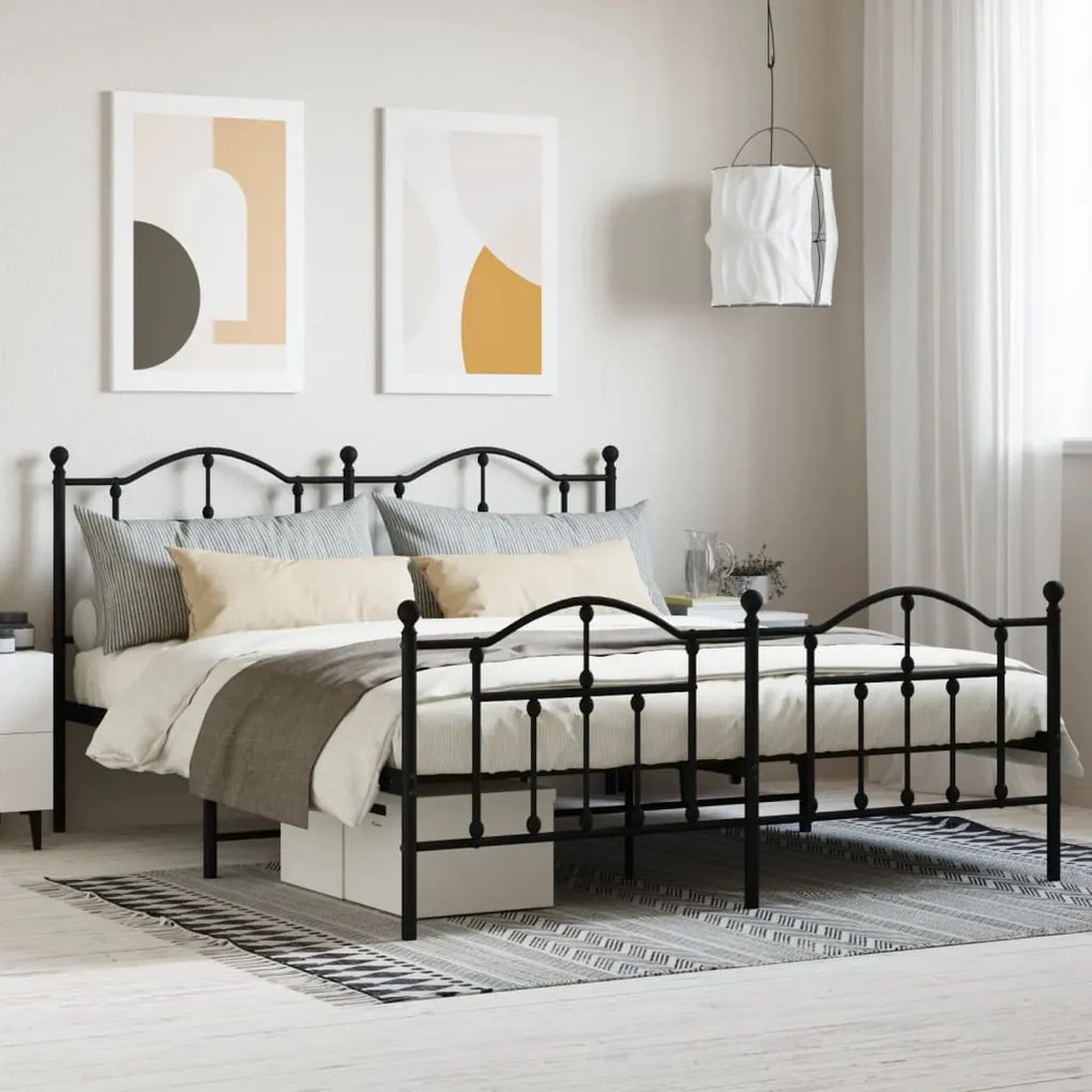 vidaXL Estrutura de cama sem colchão com pés 180x200 cm preto