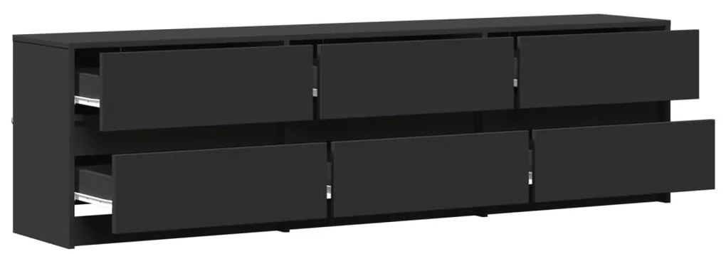 Móvel de TV com luzes LED derivados de madeira preto