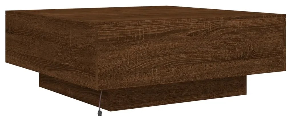 Mesa de centro com luzes LED 80x80x31 cm carvalho castanho