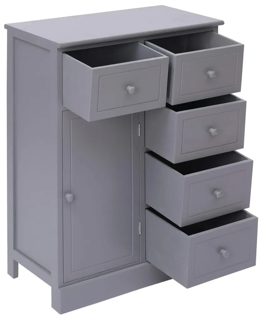 Aparador com 10 gavetas 113x30x79 cm madeira cinzento