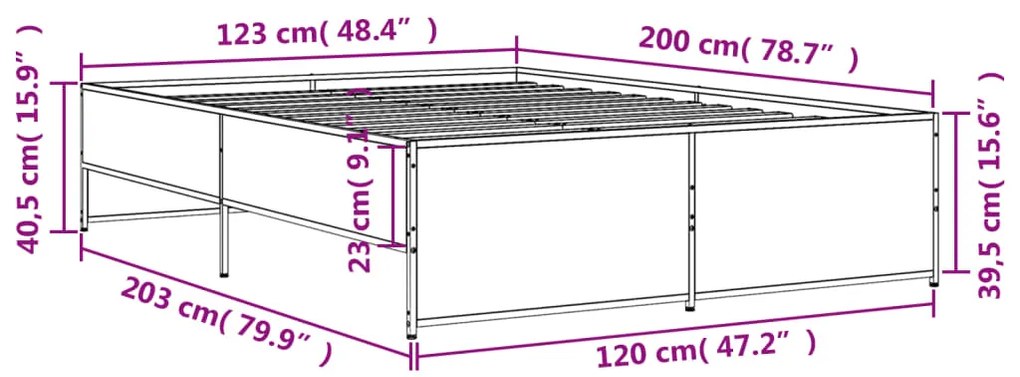 Estrutura de cama 120x200 cm derivados madeira/metal