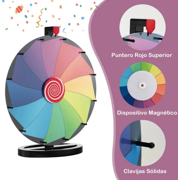 Roleta da Sorte 24", 12 slots, roda de jogo da sorte com suporte para tripé, altura ajustável para festas e eventos Multicolorido