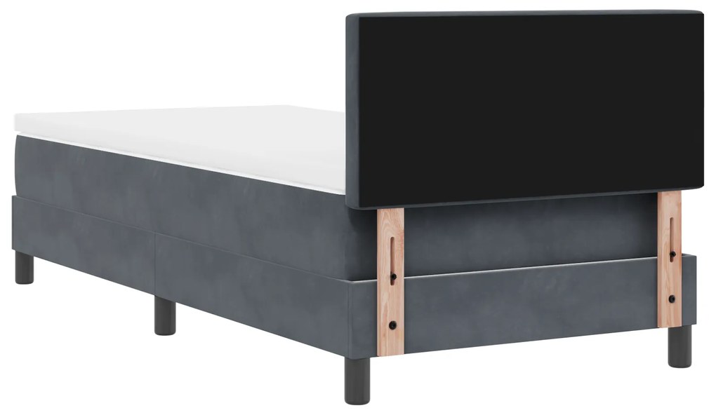 Cama Box Spring com Colchão vidaXL Cinza Escuro 100x200 cm Veludo